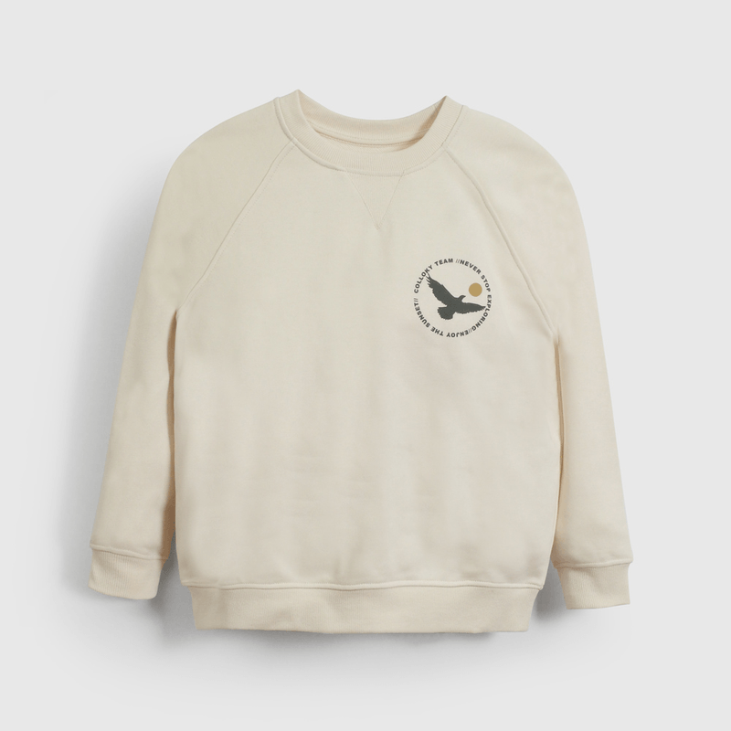 Poleron Beige Estampado de Niño talla 3 a 12 Años
