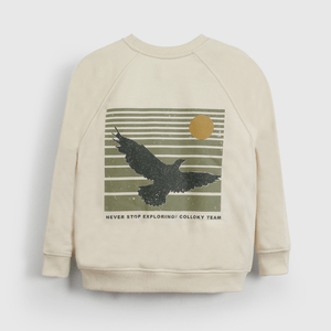 Poleron Beige Estampado de Niño talla 3 a 12 Años