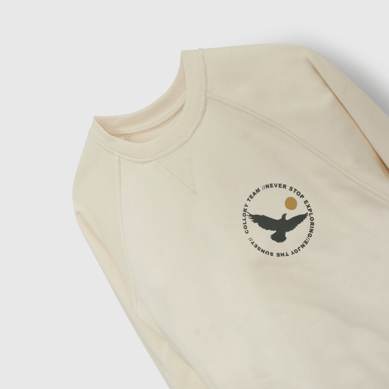 Poleron Beige Estampado de Niño talla 3 a 12 Años