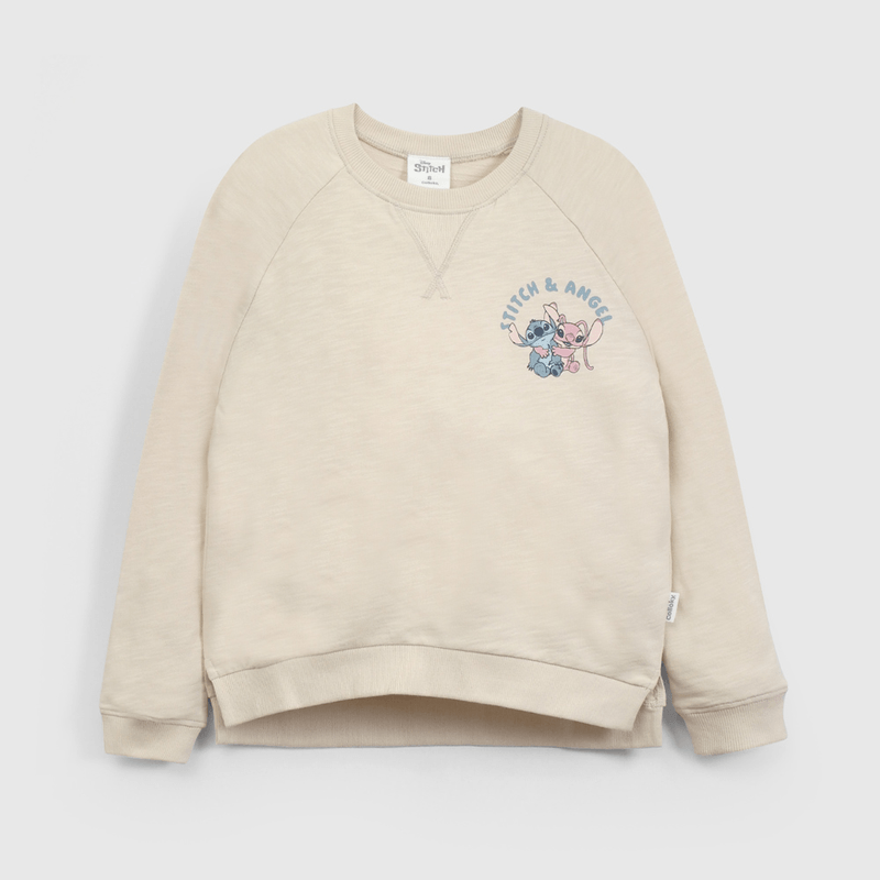 Poleron Beige Lilo Stitch de Niña talla 3 a 12 Años