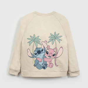 Poleron Beige Lilo Stitch de Niña talla 3 a 12 Años