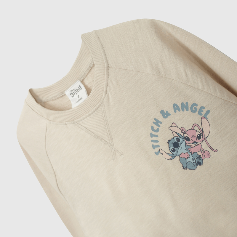 Poleron Beige Lilo Stitch de Niña talla 3 a 12 Años