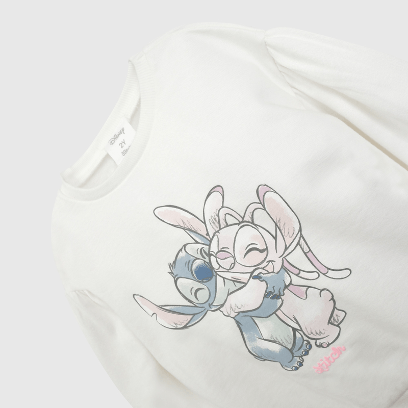 Poleron Blanco Lilo Stitch de Niña Infantil talla 3/6 M a 24m/36 M