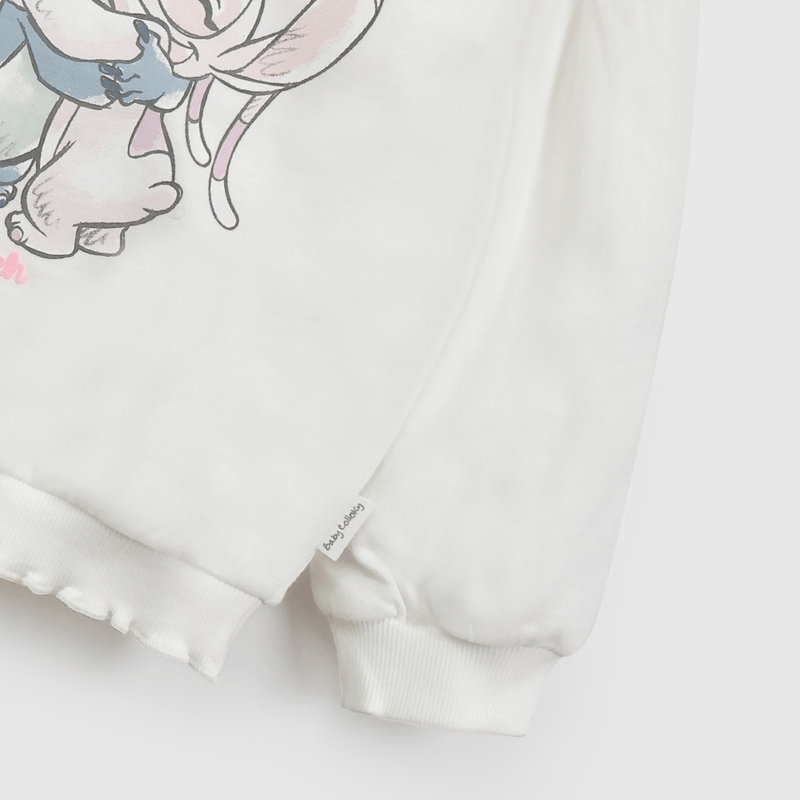 Poleron Blanco Lilo Stitch de Niña Infantil talla 3/6 M a 24m/36 M