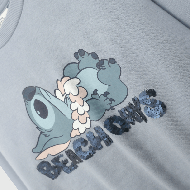 Poleron Celeste Lilo Stitch de Niña talla 3 a 12 Años