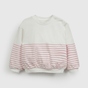 Poleron Blanco Rayado de Niña Infantil talla 3/6 M a 24m/36 M
