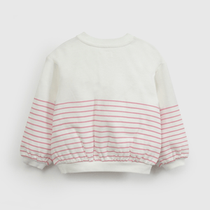 Poleron Blanco Rayado de Niña Infantil talla 3/6 M a 24m/36 M