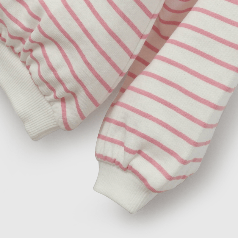 Poleron Blanco Rayado de Niña Infantil talla 3/6 M a 24m/36 M