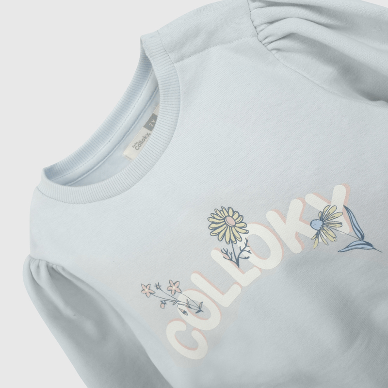 Poleron Celeste Colloky de Niña Infantil talla 3/6 M a 24m/36 M