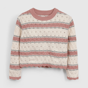 Sweater Rayas Beige de Niña talla 3 a 12 Años