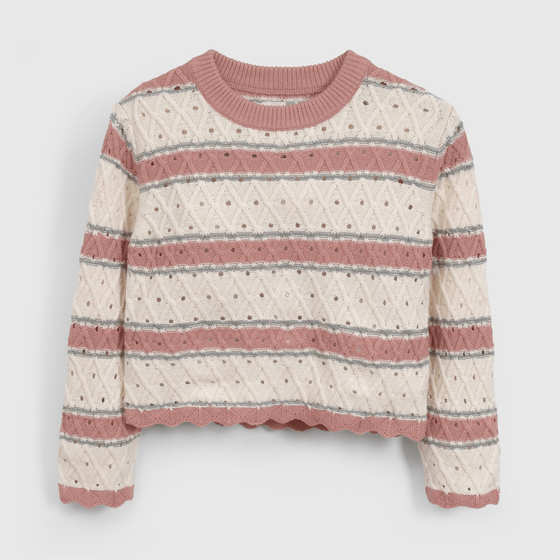 Sweater Rayas Beige de Niña talla 3 a 12 Años