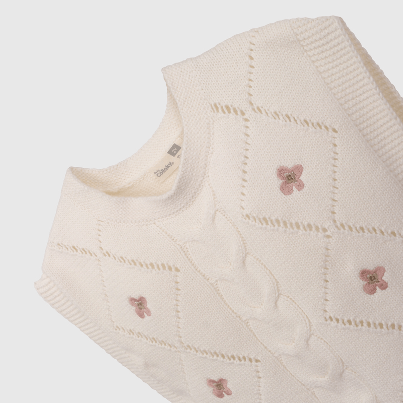 Sweater Beige Sin Mangas de Niña Infantil talla 3/6 M a 24m/36 M