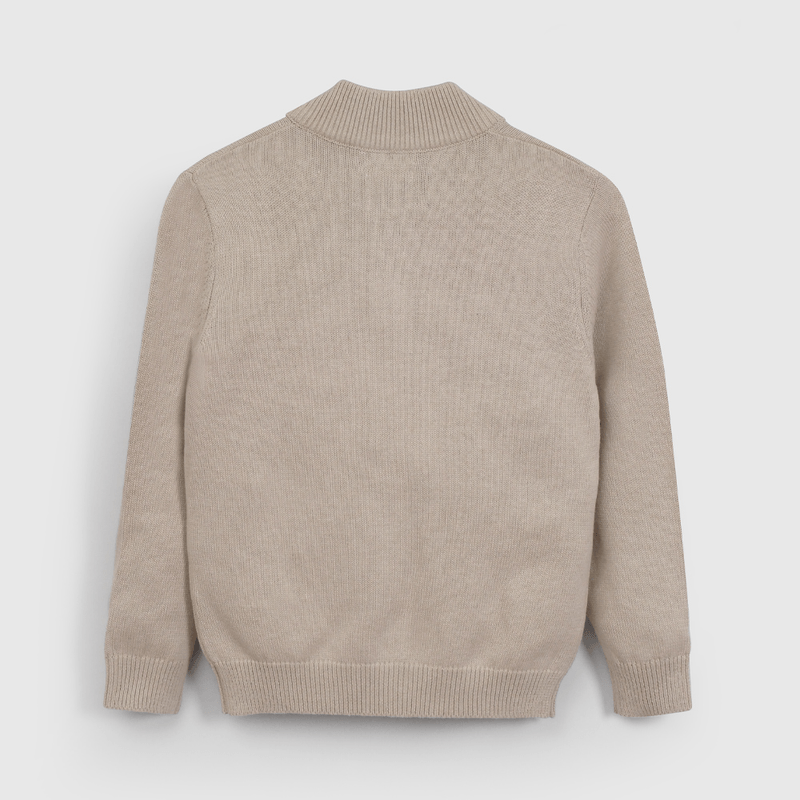 Sweater Beige Medio Cierre de Niño talla 3 a 12 Años
