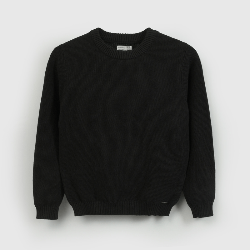 Sweater Negro Texturado de Niño talla 3 a 12 Años