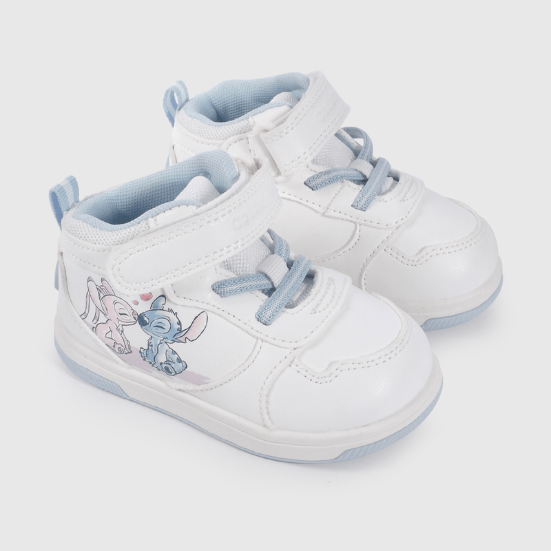 Zapatilla Blanca Caña Media de Lilo Y Stitch de Primeros Pasos talla 18 a 21
