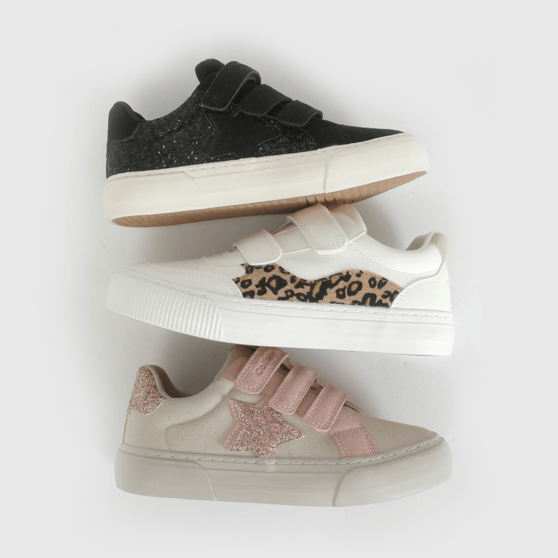 Zapatilla Blanca con Estrella y Animal Print de Niño talla 28 a 38