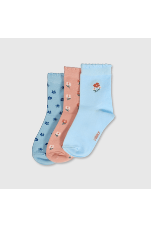 Pack 3 Calcetines Flores Celeste