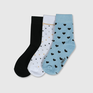Pack 3 Calcetines Corazones Negro