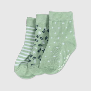 Pack 3 Calcetines Flores Verde