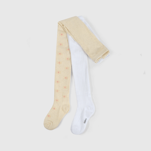 Pack 2 Pantys Flores y Rib Gris y Blanco
