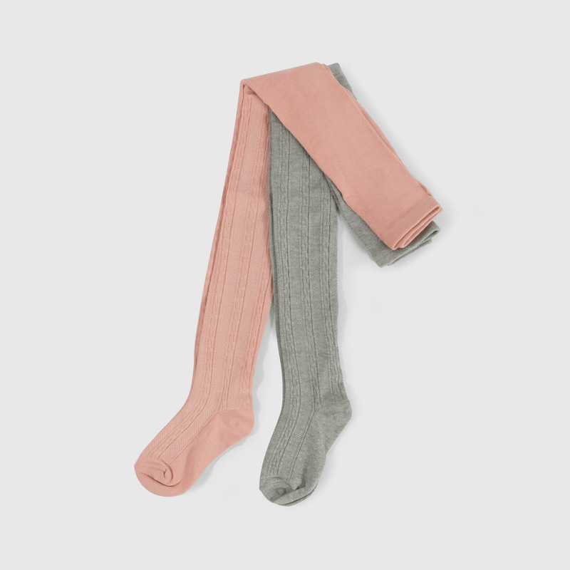 Pack 2 Pantys Trenzadas Gris y Rosado