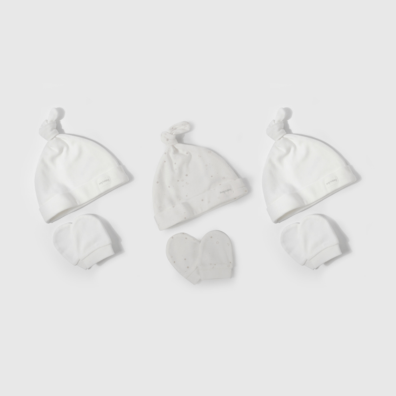 Pack Tres Gorro Y Tres Mitón de Bebé de New born talla Única