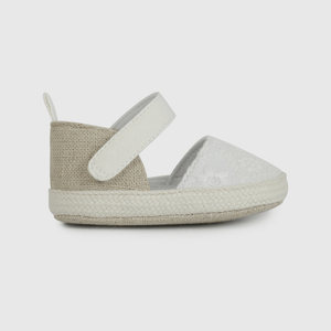 Alpargata Blanca De Broderie de Bebé talla 14 a 18