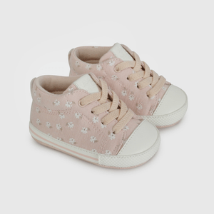 Zapatilla Urbana Caña Alta Rosada Flores de Bebé talla 14 a 18