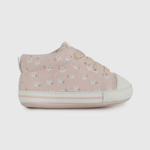 Zapatilla Urbana Caña Alta Rosada Flores de Bebé talla 14 a 18