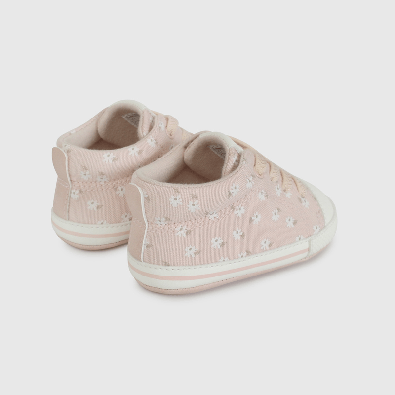 Zapatilla Urbana Caña Alta Rosada Flores de Bebé talla 14 a 18