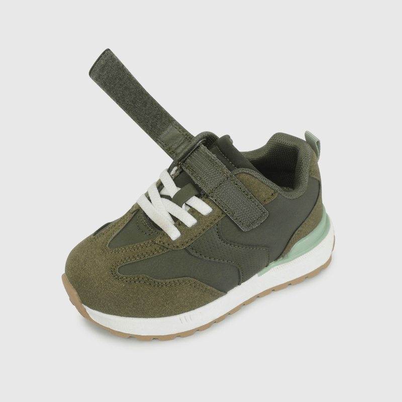 Zapatilla Urbana Verde de Caminante con Velcro talla 21 a 27