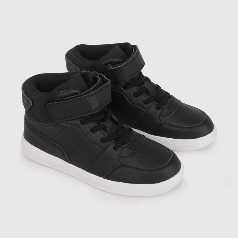 Zapatilla Urbanas Unisex de Caña Alta Negra Talla 28 al 38 con Velcro