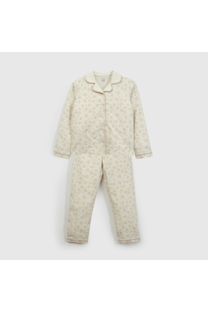 Pijama Beige Camisero Print de Niña talla 2 a 12 añoss