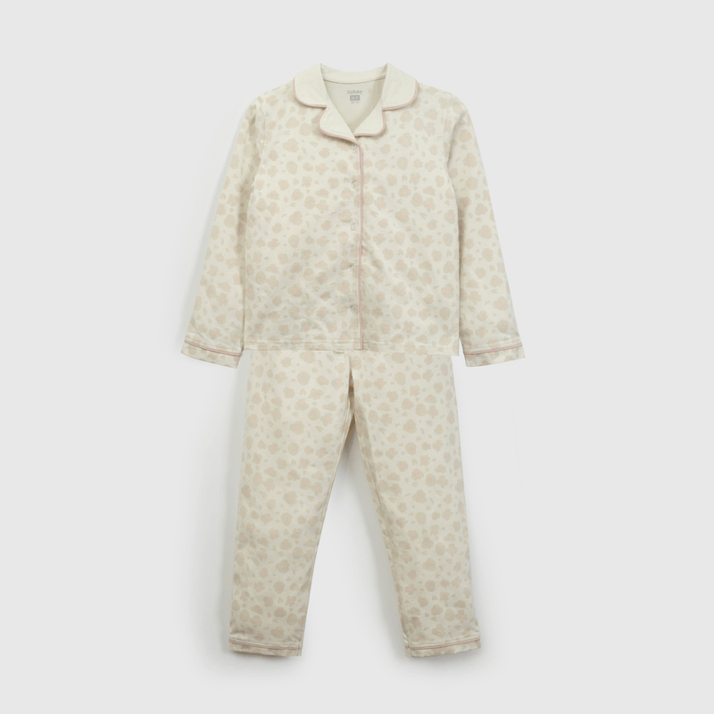 Pijama Beige Camisero Print de Niña talla 2 a 12 añoss