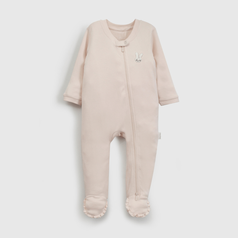 Pijama Rosado Gamuza Conejo de Bebé de New born talla 0/3 M a 12/24M