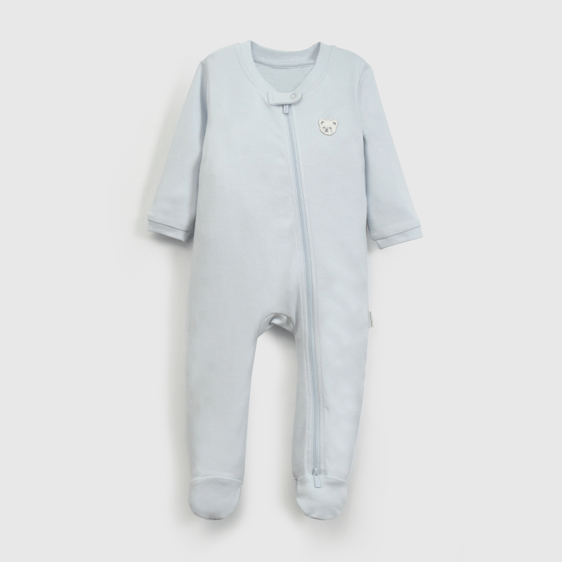 Pijama Celeste Gamuza Oso de Bebé de New born talla 0/3 M a 12/24M