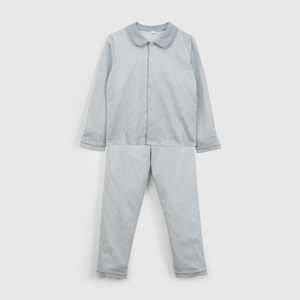 Pijama Celeste Camisero Líneas de Niño talla 2 a 12 añoss