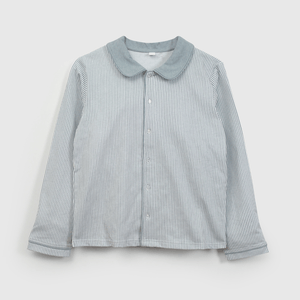 Pijama Celeste Camisero Líneas de Niño talla 2 a 12 añoss