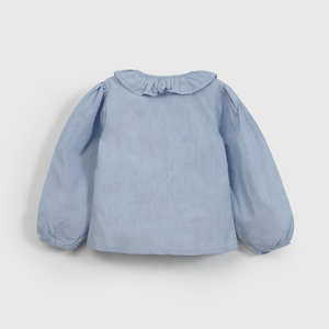 Blusa Celeste Recogido de Niña Infantil talla 3/6 M a 24m/36 M