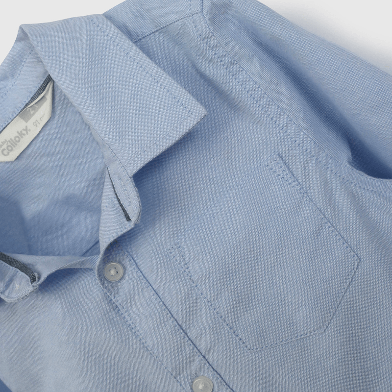 Camisa Celeste Oxford De Niño Infantil talla 3/6 M a 24m/36 M