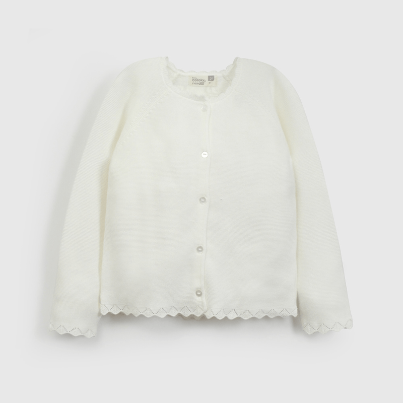 Chaleco Blanco Básico de Niña Infantil talla 3/6 M a 24m/36 M