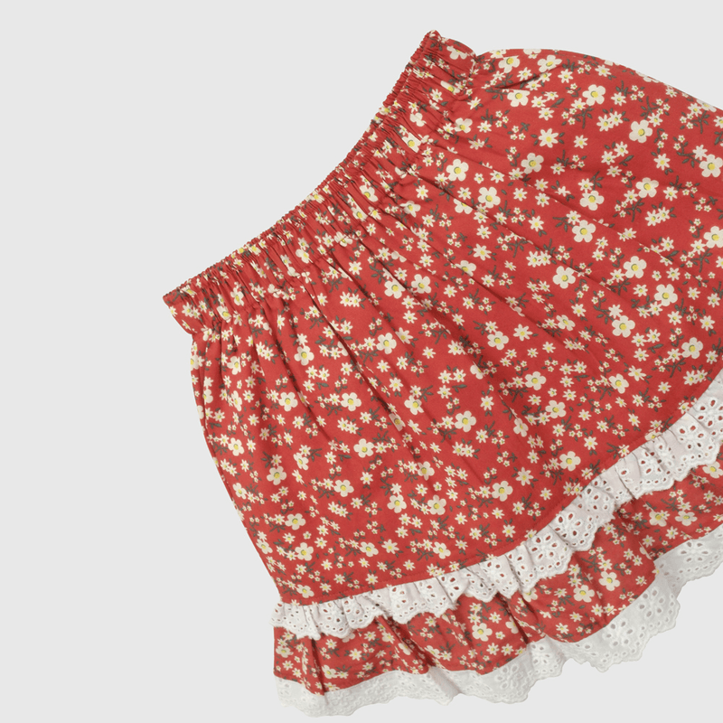 Falda 18 Flores Rojo de Niña Infantil talla 3/6 M a 24m/36 M