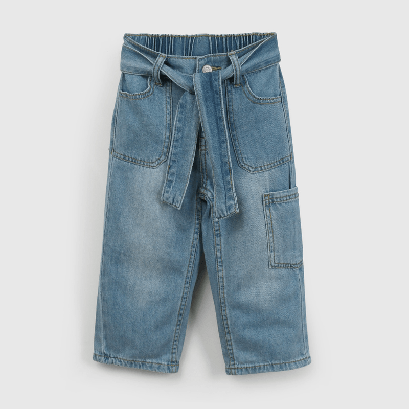 Jeans Azul Cintura Elasticada de Niña Infantil talla 3/6 M a 24m/36 M