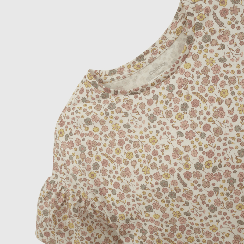 Polera Flores Vuelo  de Niña talla 3 a 12 añoss