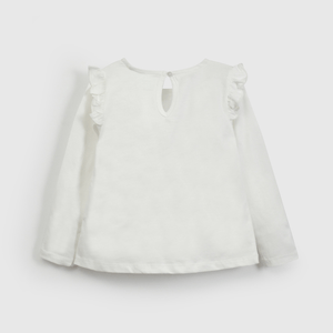 Polera Blanca Vuelos de Niña Infantil talla 3/6 M a 24m/36 M