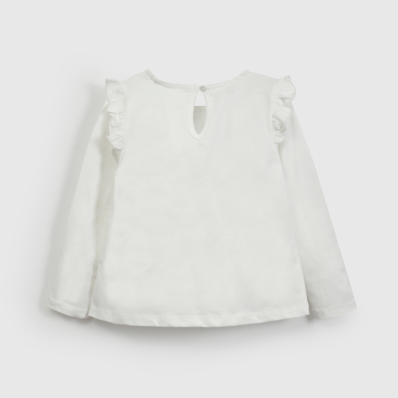 Polera Blanca Vuelos de Niña Infantil talla 3/6 M a 24m/36 M