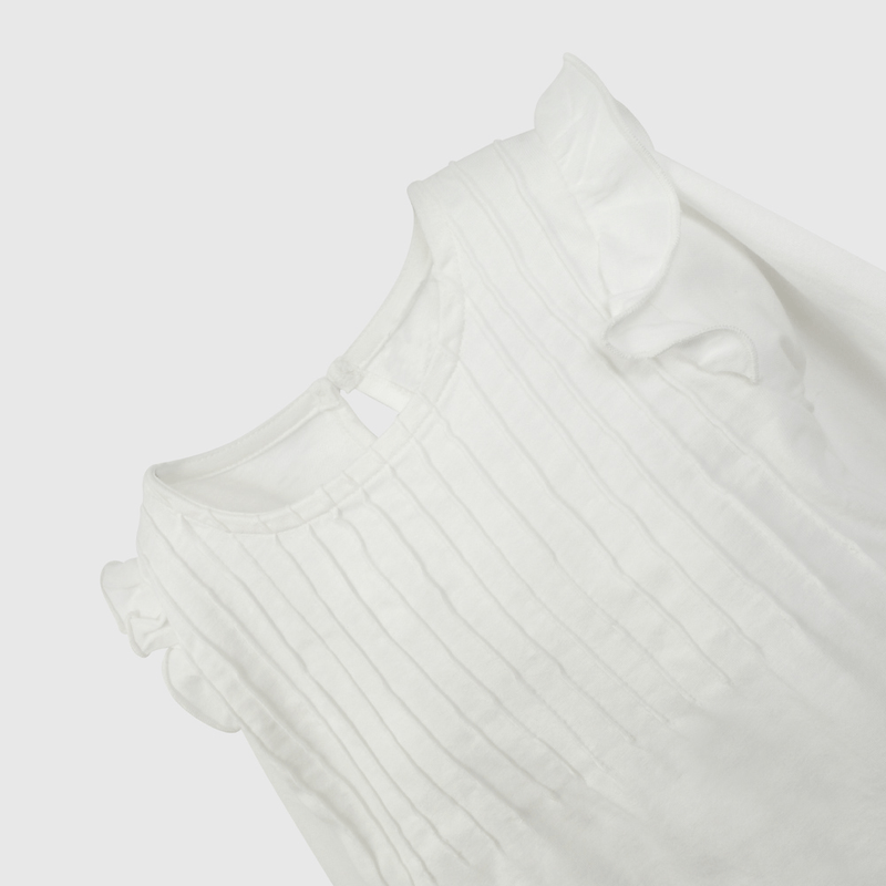 Polera Blanca Vuelos de Niña Infantil talla 3/6 M a 24m/36 M