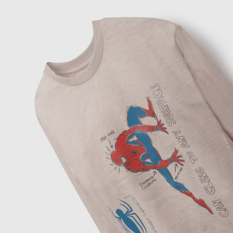 Polera Beige Spiderman de Niño talla 3 a 12 añoss