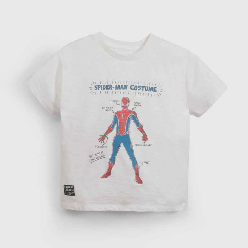 Polera Blanca Spiderman de Niño talla 3 a 12 añoss