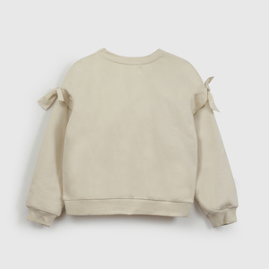 Polerón Beige Nudos  de Niña talla 3 a 12 añoss